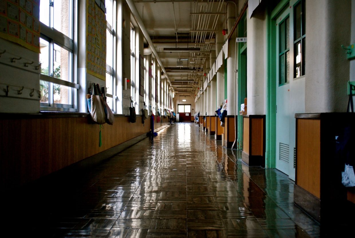 school corridor display of school estate -